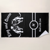 Serviette De Plage Rois blancs et reines Lion noir Lion et lionne (Devant)