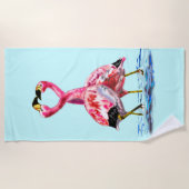 Serviette De Plage Romantique Flamants roses roses Love Dance - Peint (Devant)