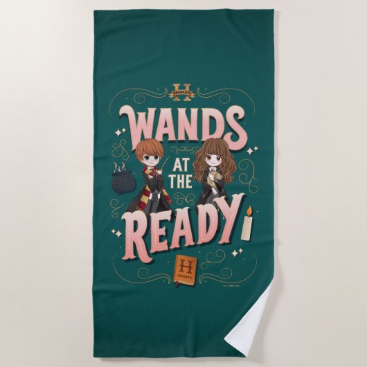 Serviette De Plage Ron & Hermione Wands au Ready (Devant)