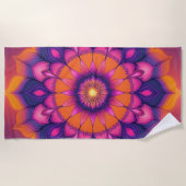 Serviette de plage ronde mandala de coucher de sol (Devant)