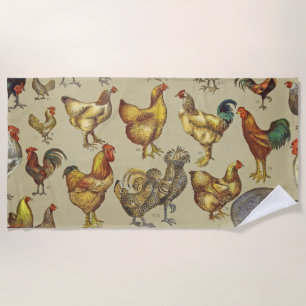 Serviette De Plage Rooster Poulet de la ferme Pays Animal
