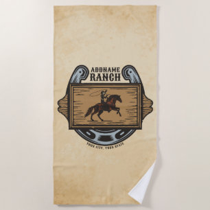 Serviette De Plage Roping Cowboy AJOUTER LE NOM Western Family Horse