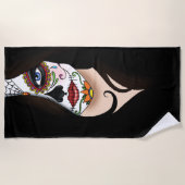 Serviette De Plage Rosa Sugar Skull Portrait (Devant)