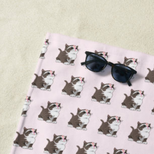 Serviette de plage rose avec chats bébé - Choisiss