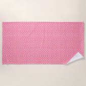 Serviette De Plage Rose avec Pois blancs (Devant)