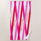 Serviette De Plage Rose Blanc Rouge Motif Monogramme Enterrement de V (Devant)