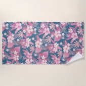 Serviette De Plage Rose bleu tropical (Devant)