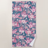 Serviette De Plage Rose bleu tropical (Devant)