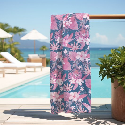 Serviette De Plage Rose bleu tropical