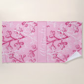 Serviette De Plage Rose botanique personnalisé (Devant)