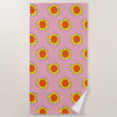 Serviette de plage rose "Bright Sun" (Devant)