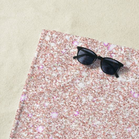 Serviette De Plage Rose brillant Parties scintillant or Marbre Ombre (En situation)