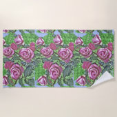 Serviette de plage Rose Bush rose lavande (Devant)