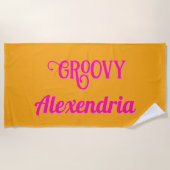 Serviette De Plage Rose chaud et orange personnalisé (Devant)