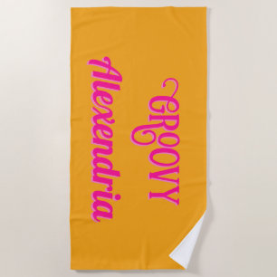 Serviette De Plage Rose chaud et orange personnalisé