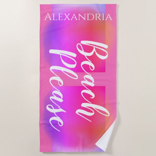 Serviette De Plage Rose chaud personnalisé violet orange (Devant)