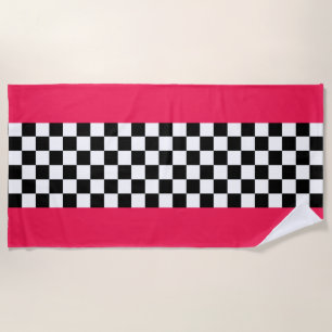Serviette De Plage Rose clair et damier