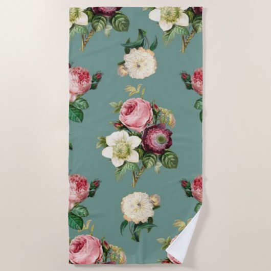 Serviette De Plage Rose classique et Jade (Devant)