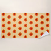 Serviette De Plage Rose couleur orange Fleur Motif sans couture sur (Devant)