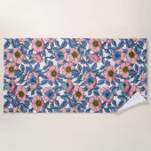 Serviette De Plage Rose de chien et papillons (Devant)