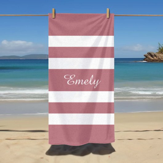 Serviette De Plage Rose Dusty moderne rayé