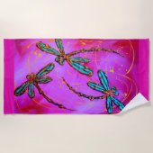 Serviette de plage rose électrique Flit Dragonfly (Devant)