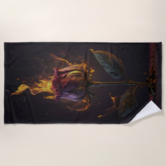 Serviette De Plage rose en feu (Devant)