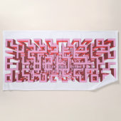 Serviette de plage rose en labyrinthe 3D moderne (Devant)