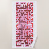 Serviette de plage rose en labyrinthe 3D moderne (Devant)
