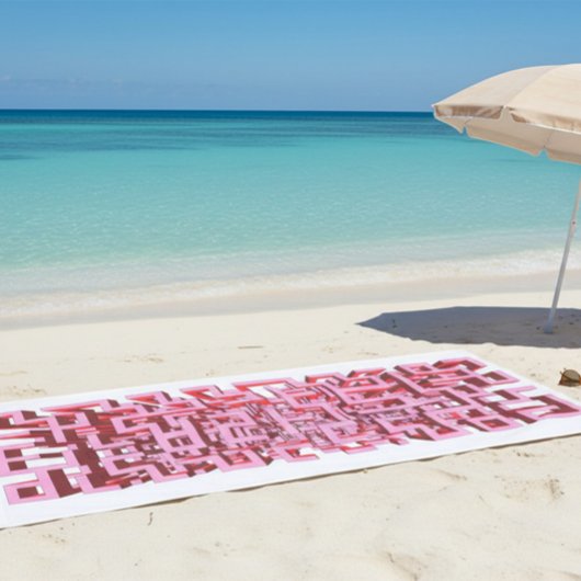 Serviette de plage rose en labyrinthe 3D moderne