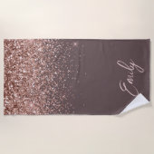 Serviette De Plage Rose en terre cuite or bleu Parties scintillant ro (Devant)
