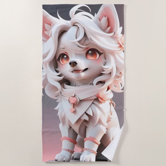 Serviette De Plage Rosé Et Blanc Fluffé (Devant)