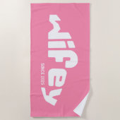 Serviette de plage rose et blanche pour mariée (Devant)