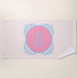 Serviette De Plage Rose et bleu personnalisés