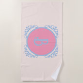 Serviette De Plage Rose et bleu personnalisés (Devant)