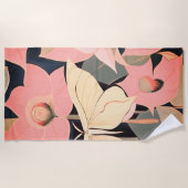 Serviette De Plage Rose et crème - Luna Moth and Moonflowers (Devant)