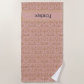 Serviette de plage rose et or Damask (Devant)