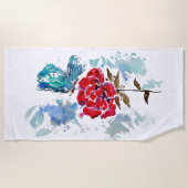 Serviette de plage rose et papillon (Devant)