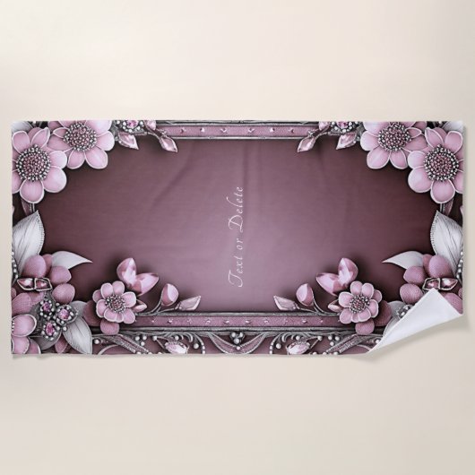 Serviette de plage rose Floral (Devant)