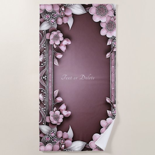 Serviette de plage rose Floral (Devant)