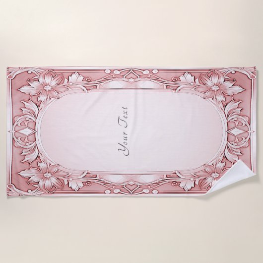 Serviette de plage rose Floral (Devant)