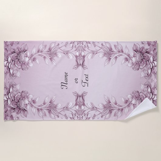Serviette de plage rose Floral Foliage (Devant)