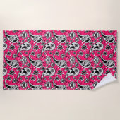 Serviette De Plage Rose Floral Paisley Design Motif (Devant)