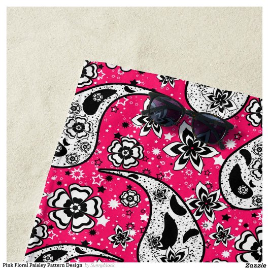 Serviette De Plage Rose Floral Paisley Design Motif