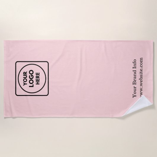 Serviette De Plage Rose flou moderne | Logo professionnel personnalis (Devant)
