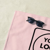 Serviette De Plage Rose flou moderne | Logo professionnel personnalis (En situation)
