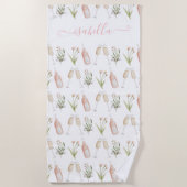 Serviette De Plage Rose girly moderne cocktail fleur élégante  (Devant)