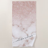 Serviette De Plage Rose glamour or blanc Parties scintillant marbre d (Devant)