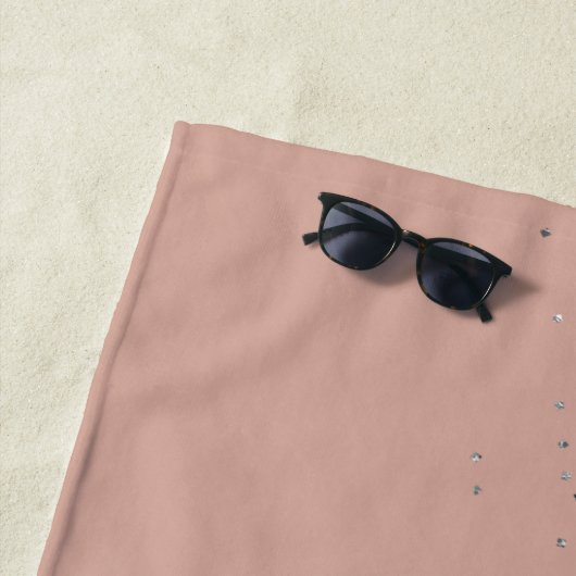 Serviette De Plage Rose Gold Blush rose Parties scintillant argent Mo (En situation)