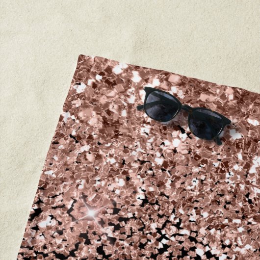 Serviette De Plage Rose Gold Blush rose Parties scintillant noire Mon (En situation)